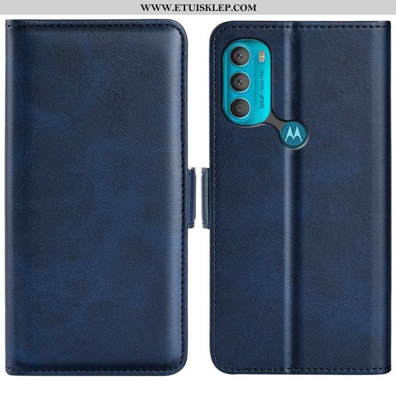 Skórzany Futerał do Moto G71 5G Etui Folio Podwójna Klapa